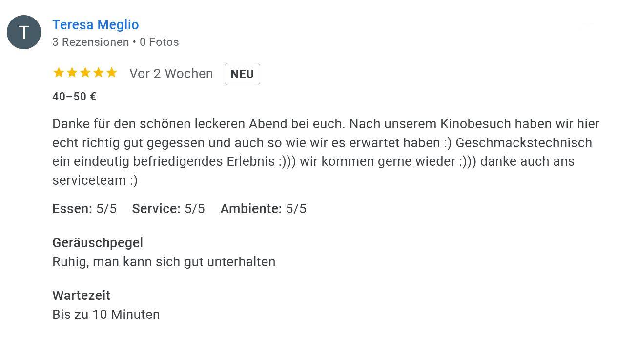 Screenshot Google-Bewertung Jaroons